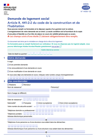 DEMANDEURS DE LOGEMENT SOCIAL : CERFA V5